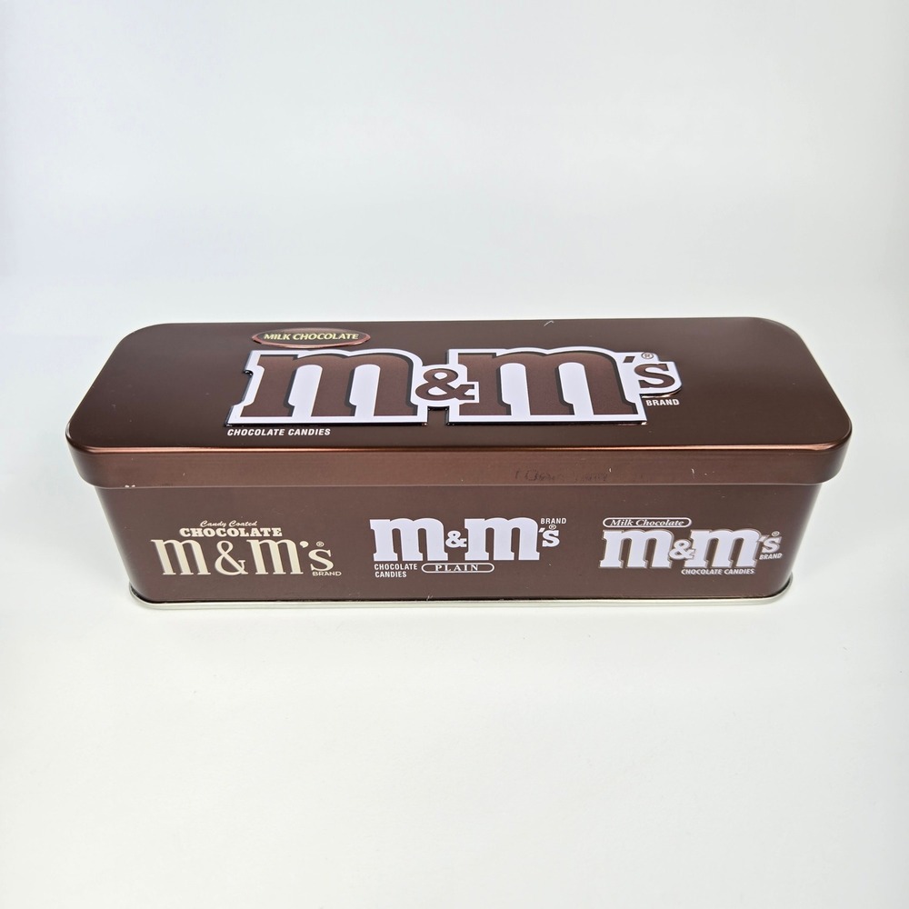 Vintage M&Ms Milk Chocolate Candy Tin Metal Rectangular Collectible Box Fun Size
